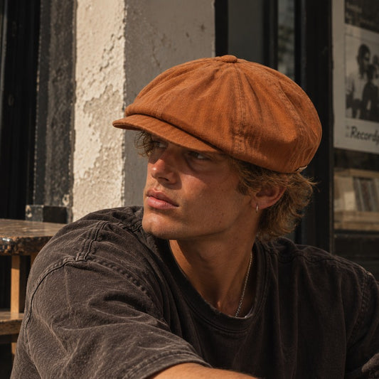 Mossant Paris Louis Linen Newsboy Cap - Caramel