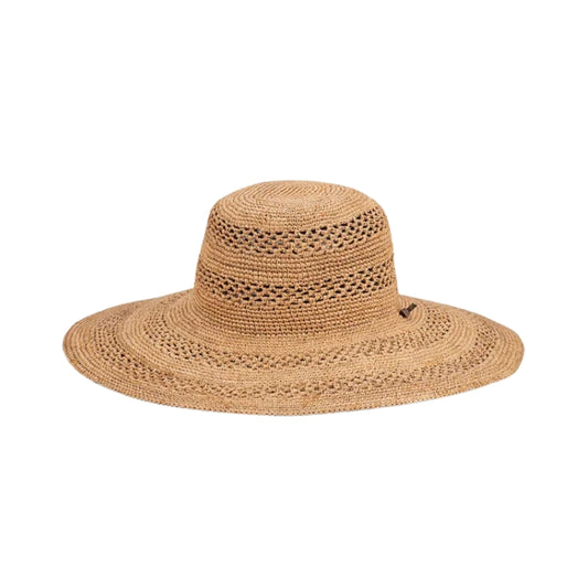 Avenel Portofino Vented Wide Brim Raffia Hat - Tan