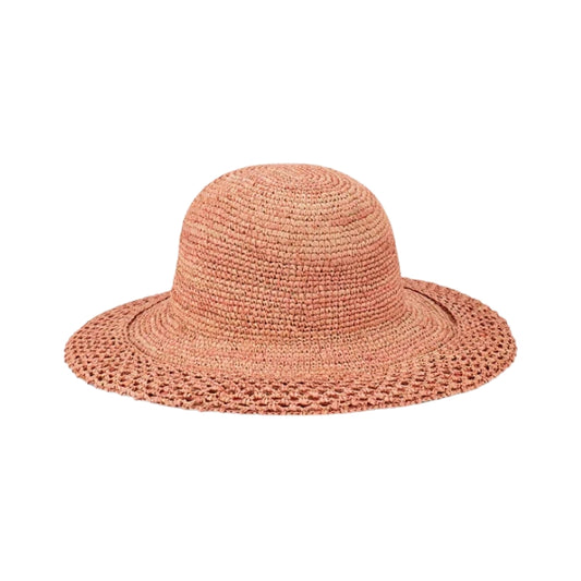 Avenel Seabreeze Crochet Raffia Wide Brim Hat - Blush