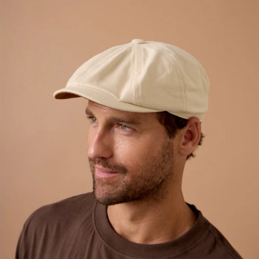 Avenel Truman Cotton Canvas Newsboy Cap - Natural