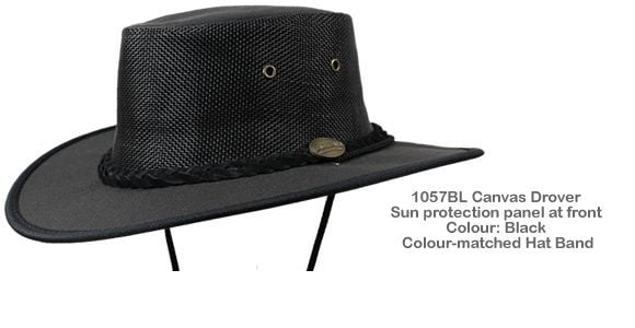 Barmah 1057BL Canvas Drover Airflow Hat - Black