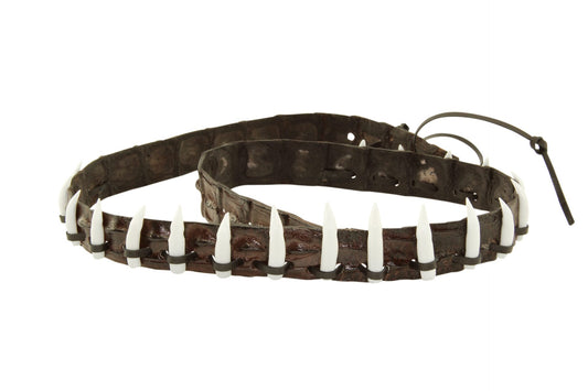 Croc Hat Band with 19 Real Teeth - Tan Brown