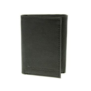Barmah Kangaroo Leather 2 Fold Wallet - Black