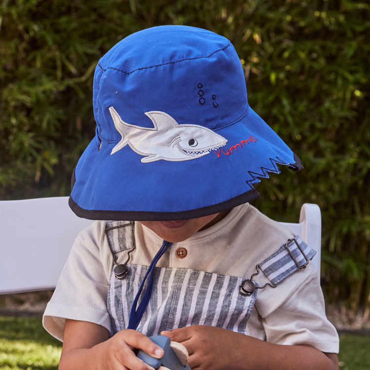Cancer Council Kids Wide Brim Shark Hat Blue Hats By The Hundred