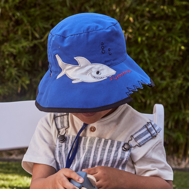 Cancer Council Kids Wide Brim Shark Hat- Blue – Hats By The Hundred