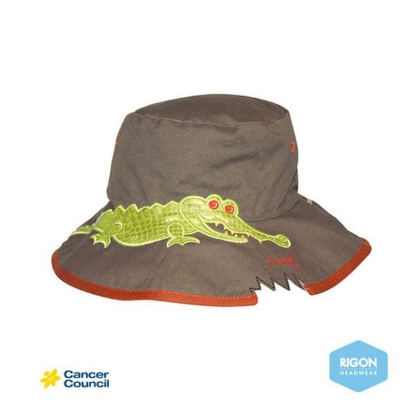 Cancer Council Kid's Wide Brim Croc Hat - Khaki