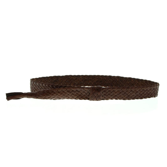 Hand Pleated Kangaroo Leather 8 Plait Hat Band - Brown