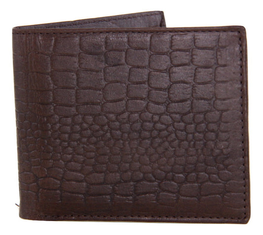 Barmah Kangaroo Leather Vegtan 1 Fold Wallet Croc Finish - Choc