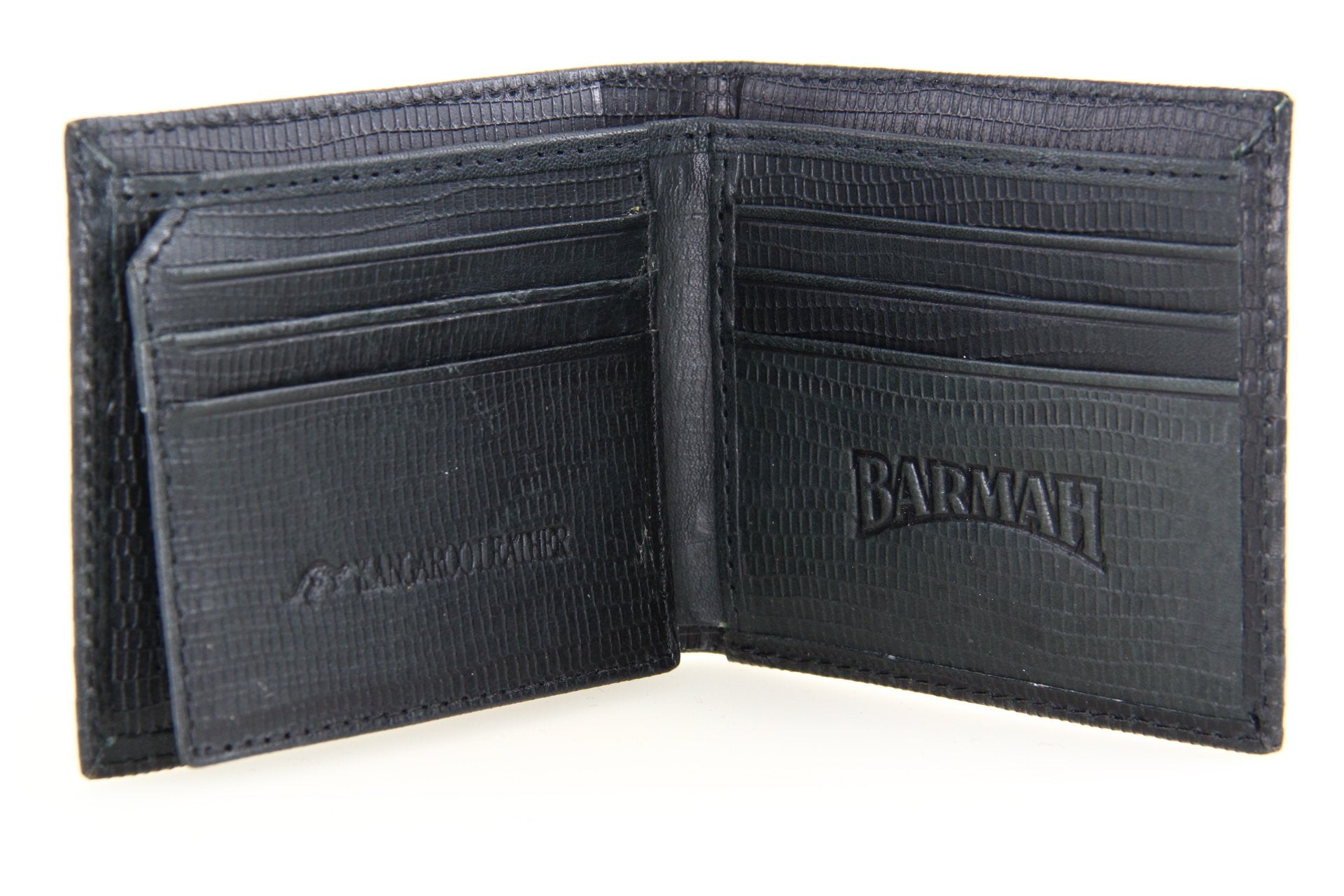 Barmah Kangaroo Leather Vegtan 1 Fold Wallet Snake Finish - Black