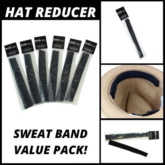 Hat Inserts Sweat Band Hat Reducer VALUE PACK (6) - Black