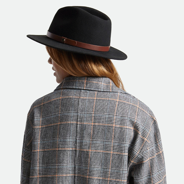 brixton messer tobacco Fedora - The slim leather band with brand embossing ensures stylish nonchalance Brixton Messer Fedora | Sanbah