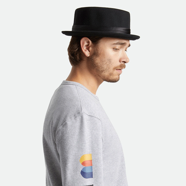 Brixton Stout Pork Pie Hat Black Black Black Black S