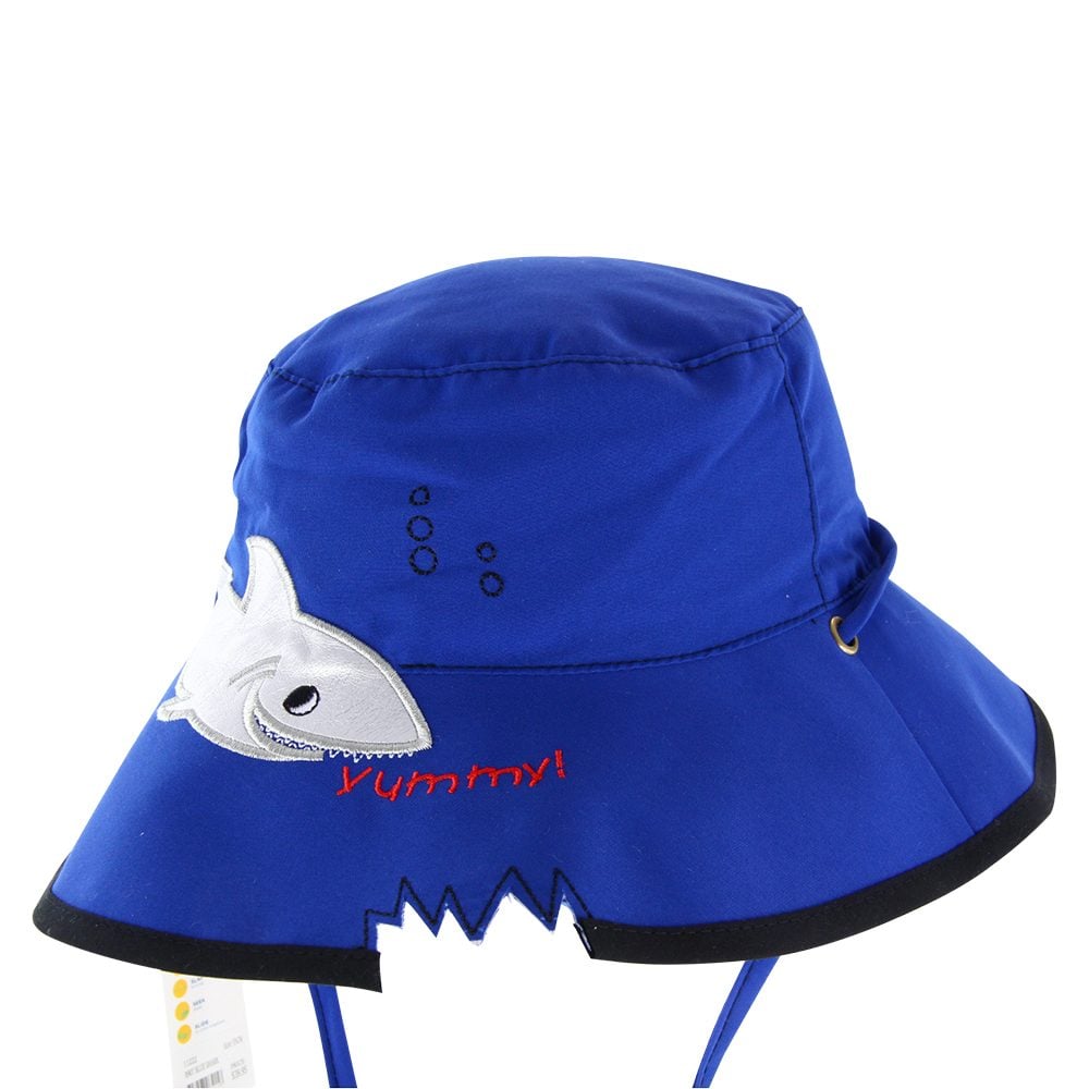 Cancer Council Kids Wide Brim Shark Hat - Blue