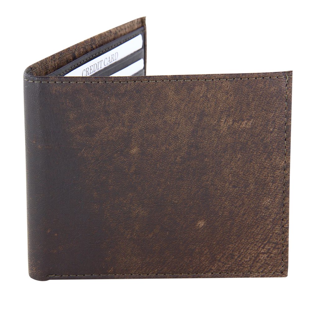 Jacaru Kangaroo 1 Fold Leather Wallet  - Stonewash