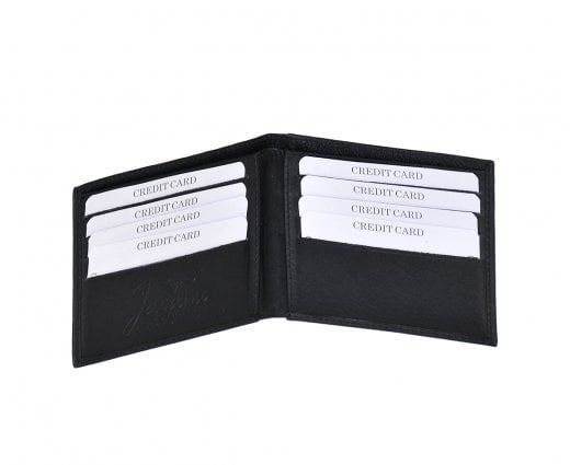 Jacaru Kangaroo 1 Fold Leather Wallet  - Black