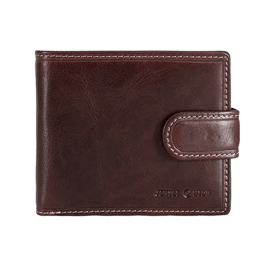 Jekyll & Hide Leather Bifold Wallet with Coin and ID Window - Coffee