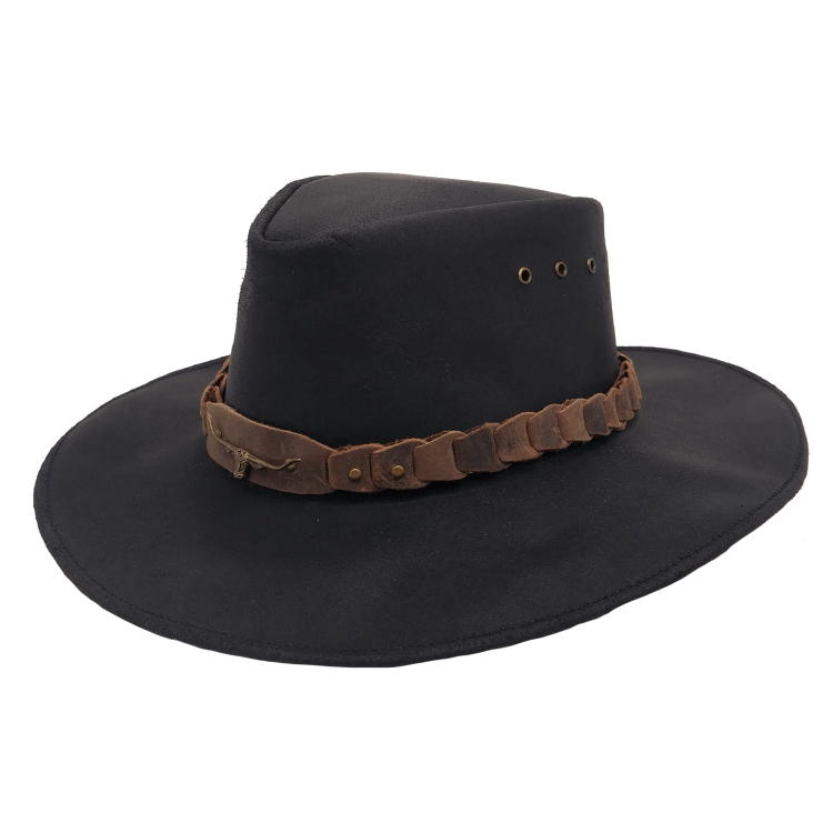 Kakadu Brumby Shapeable Leather Hat - Black