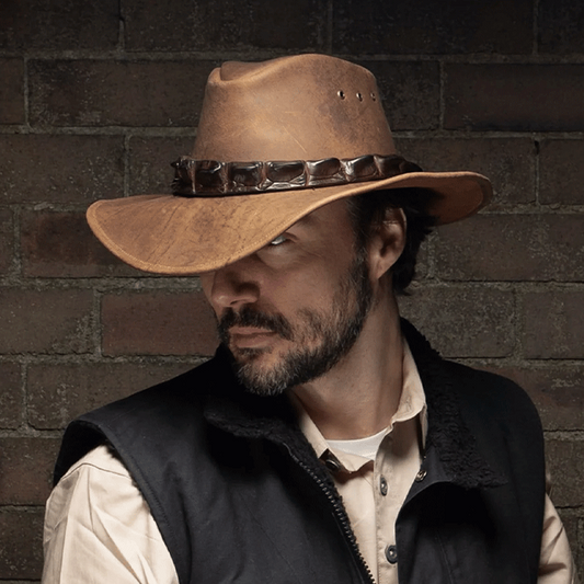 Kakadu Longreach Shapeable Leather Hat - Tobacco
