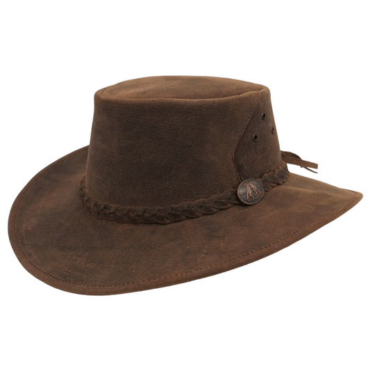 Kakadu Bulldog Shapeable Leather Hat - Tobacco