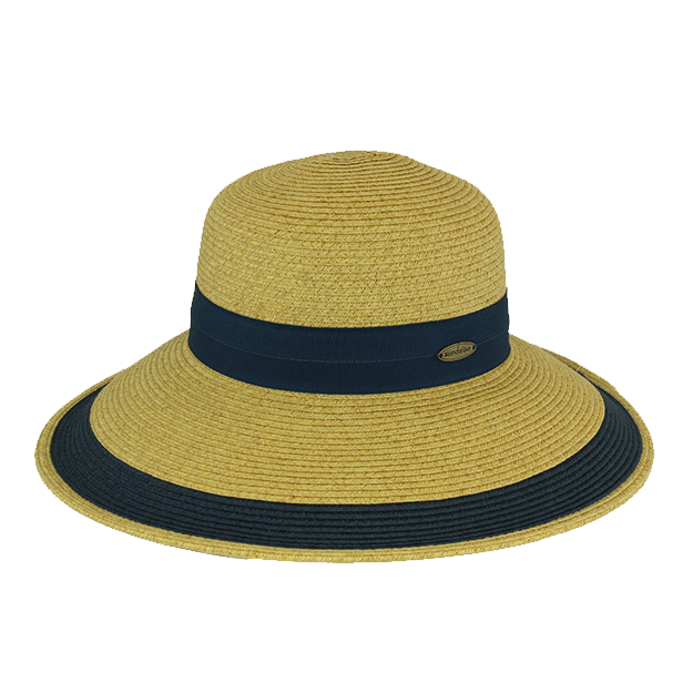 Sundaise Peggy Wide Brim Hat - Natural/Navy