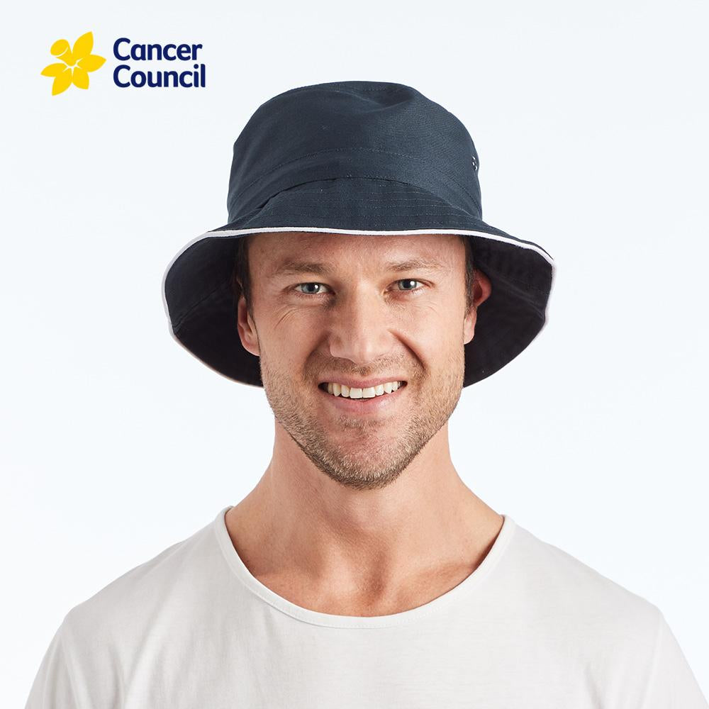 Cancer Council Jester Cotton Bucket Hat - Navy/White