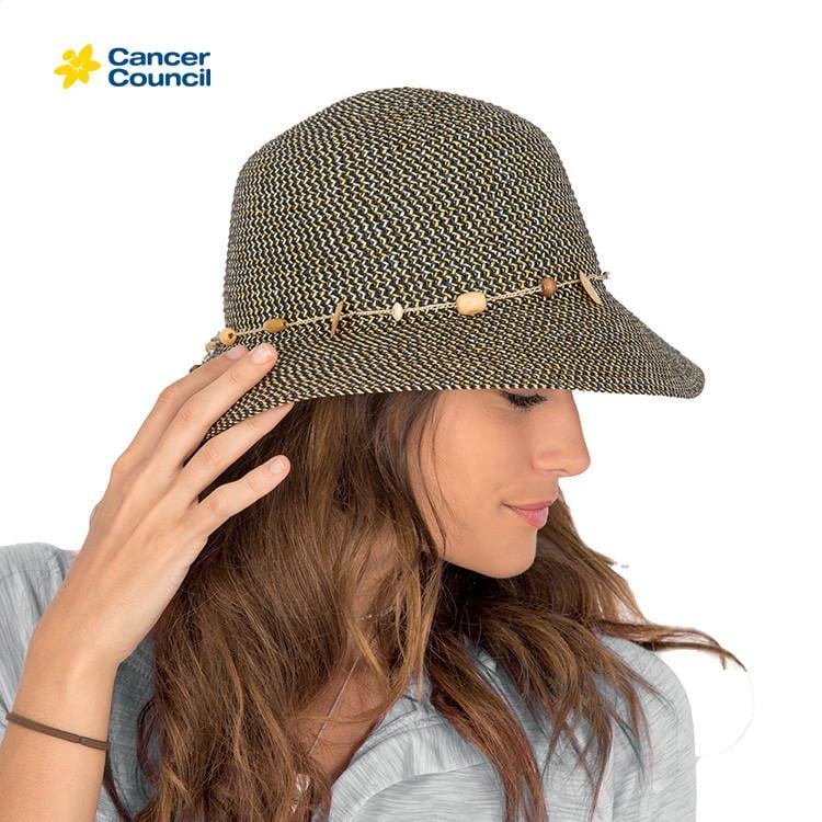 Cancer Council Ladies Bohemian Bucket Hat- Navy Fleck