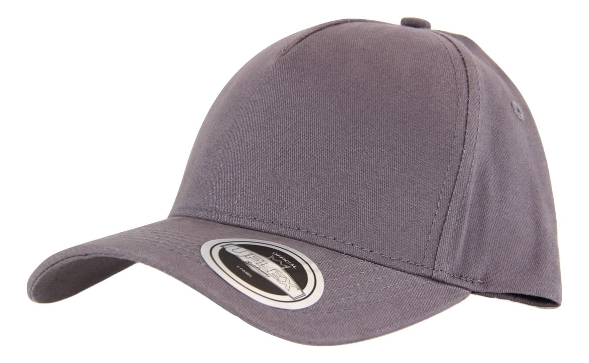 UFLEX 5 Panel Snapback Curved Cap - Grey